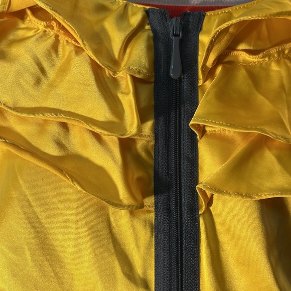 Robertson Los Angeles Women’s Yellow and Gray Dress Ruffle,zipper back - Picture 5 of 8